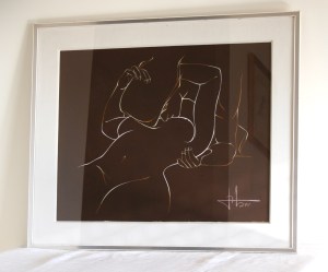 Gouache sur velin, NU Féminin, 1975, signée