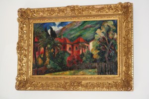 Huile sur toile, Les Maisons Rouges à Hyères, signée de R. PAREFEZ, datée Mai 1918