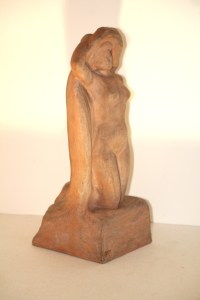 Sculpture en terre cuite, Baigneuse nue, signée Alfred Jean Halou, vers 1910/20