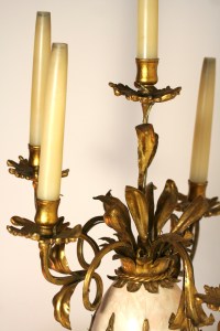 Paire de Candélabres montés en lampes, XXème vers 1950, dans le goût de Jansen