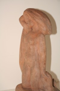 Sculpture en terre cuite, Baigneuse nue, signée Alfred Jean Halou, vers 1910/20