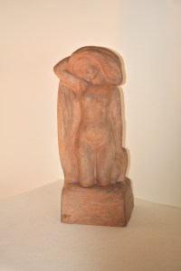 Sculpture en terre cuite, Baigneuse nue, signée Alfred Jean Halou, vers 1910/20
