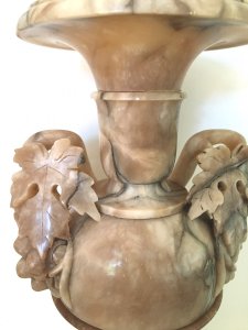 Pair Of Italian Alabaster And Jaspe Vases, 19th C.