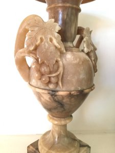 Pair Of Italian Alabaster And Jaspe Vases, 19th C.