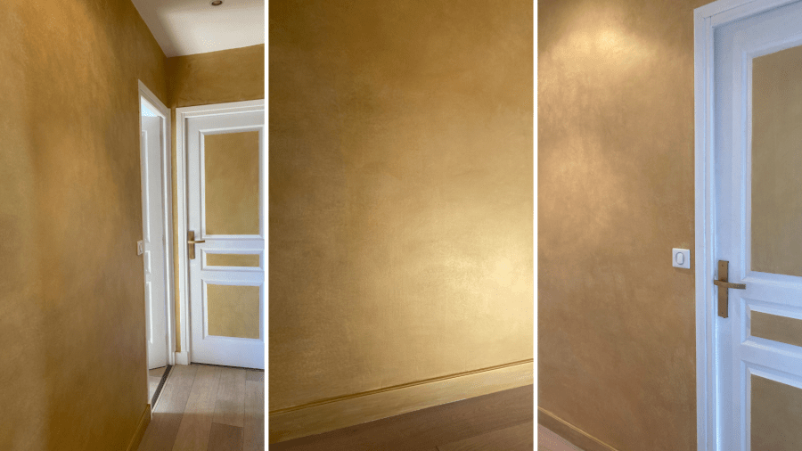 Patine décorative dorée, à la peinture acrylique