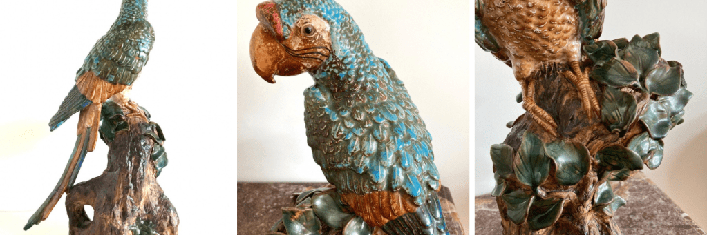 Grand Perroquet en Terre Cuite&nbsp;Polychromée