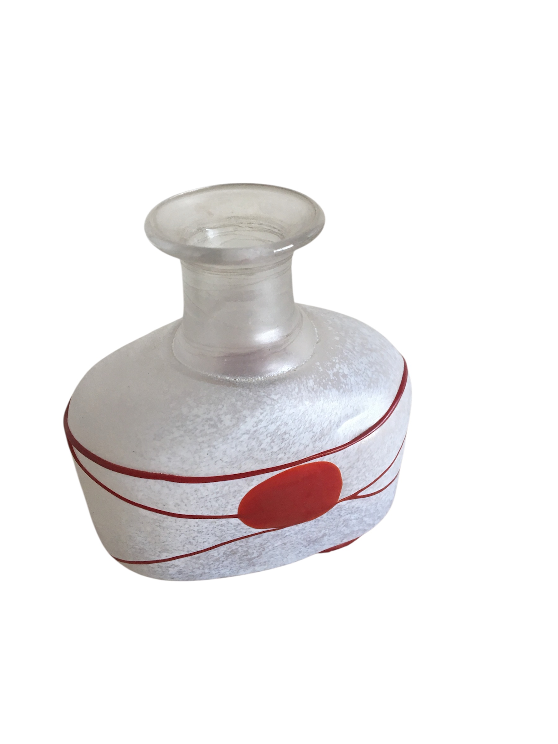 VASES EN VERRE SOUFFLÉ GIVRÉ - (MODÈLE GALAXIE ROUGE) PAR BERTIL VALLIEN, SUÈDE 1986