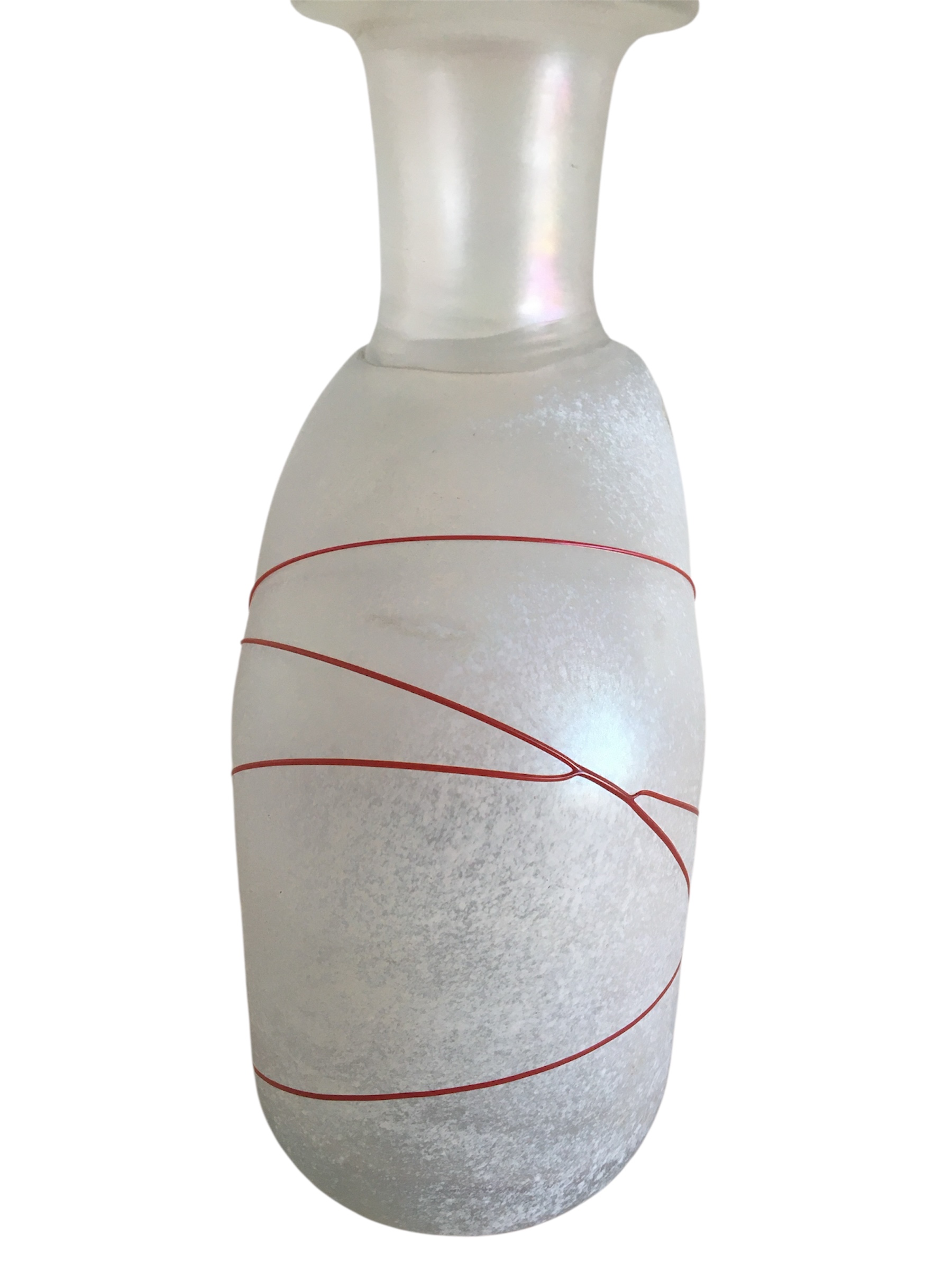 VASES EN VERRE SOUFFLÉ GIVRÉ - (MODÈLE GALAXIE ROUGE) PAR BERTIL VALLIEN, SUÈDE 1986